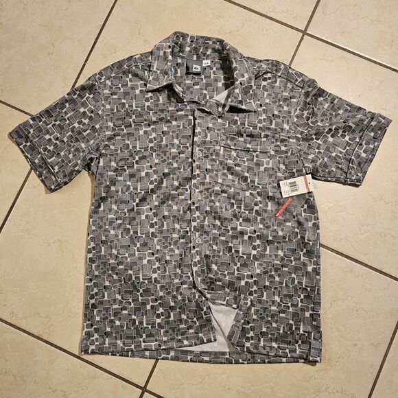 Vintage Quiksilver Shirt NWT Mens Small Gray Short Sleeve Button Up Made In USA - Picture 1 of 12